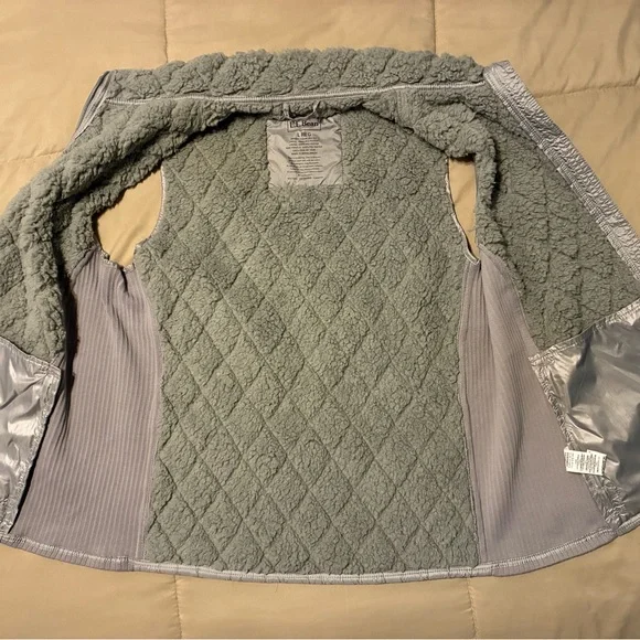 L.L. Bean Women's Quilted Jacket Vest Fleece Lined Full Zip Gray Large - Picture 4 of 10